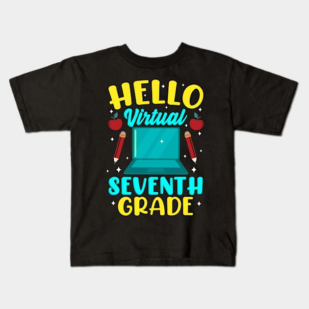 Back To Online School Hello Virtual Seventh Grade Homeschool Kids T-Shirt by Alinutzi